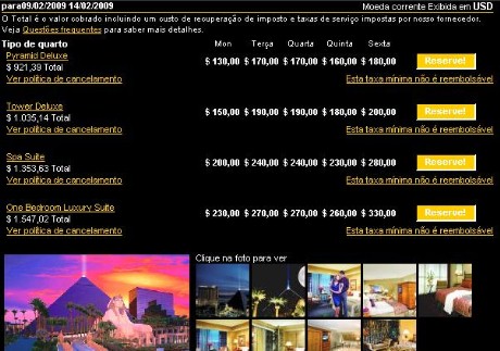 Reserva de hot�is em Las Vegas